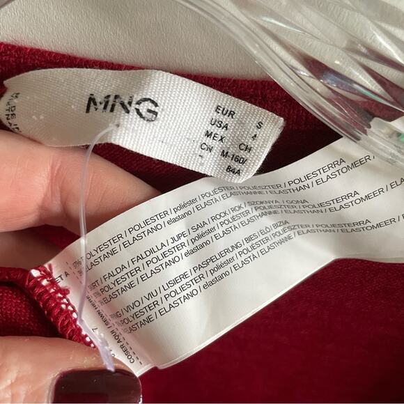 NEW Mango Deep Red Sweater Wrap Midi Dress - Picture 5 of 5